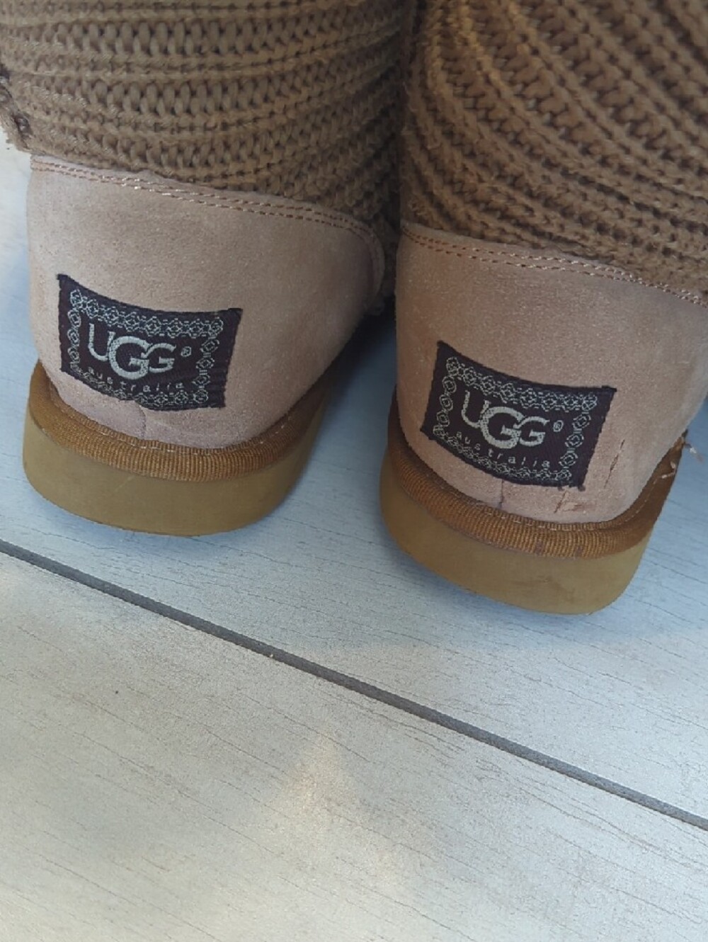 UGG Women's Tan Knit & Suede Boots - Picture 7 of 8